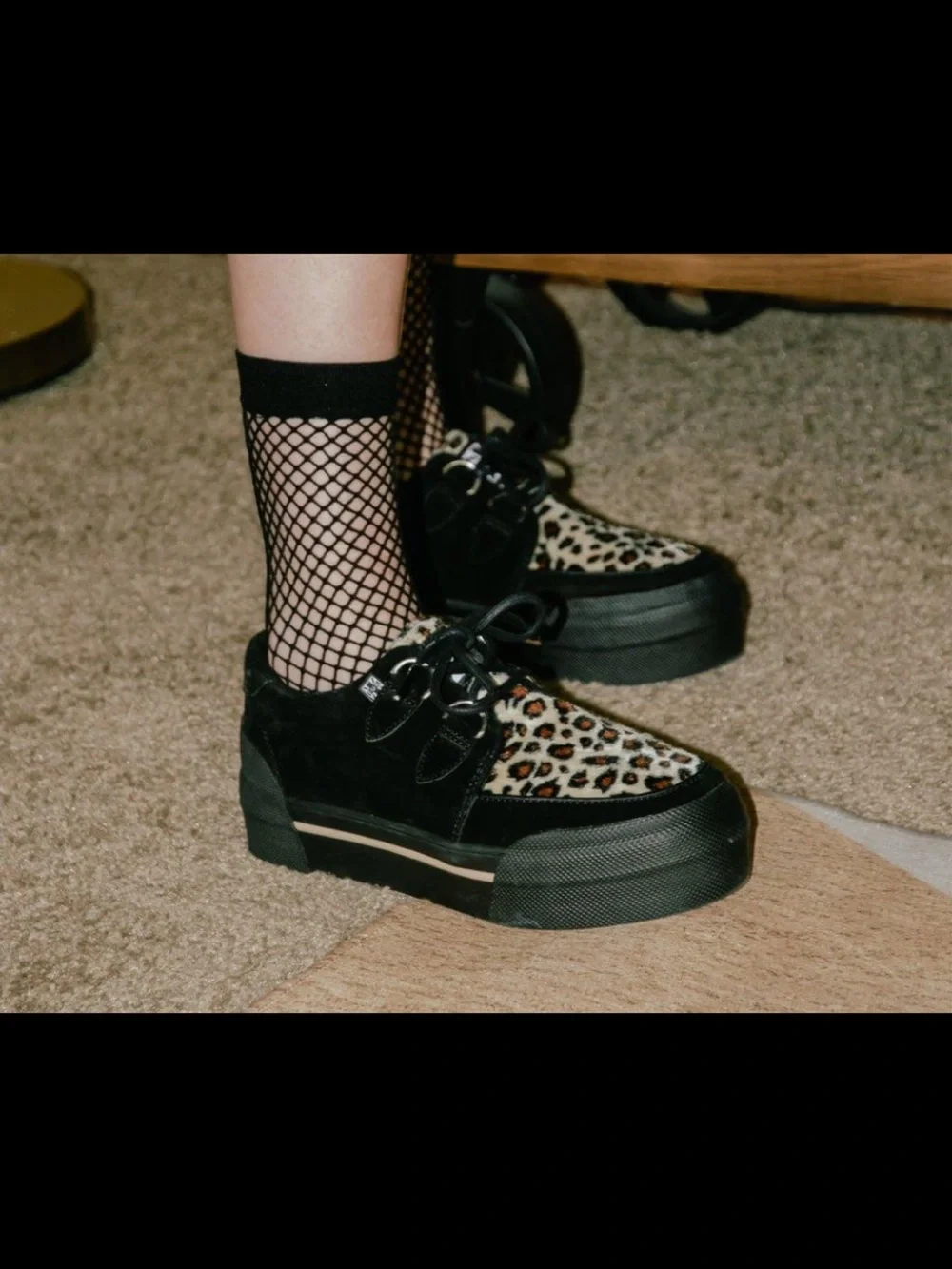 T.U.K. A3137 Leopard Suede Platform Creeper Sneakers Women’s 9